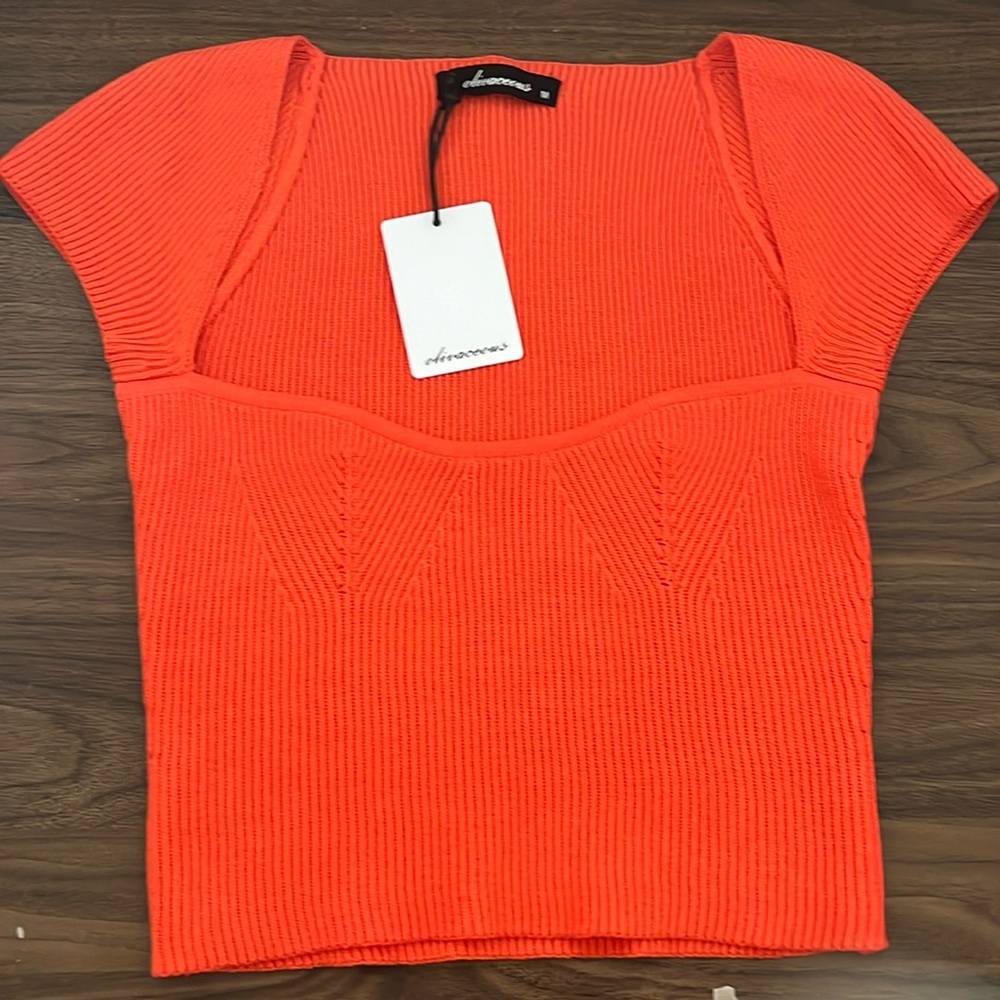 Olivaceous Orange Cap Sleeve Crop Top size medium